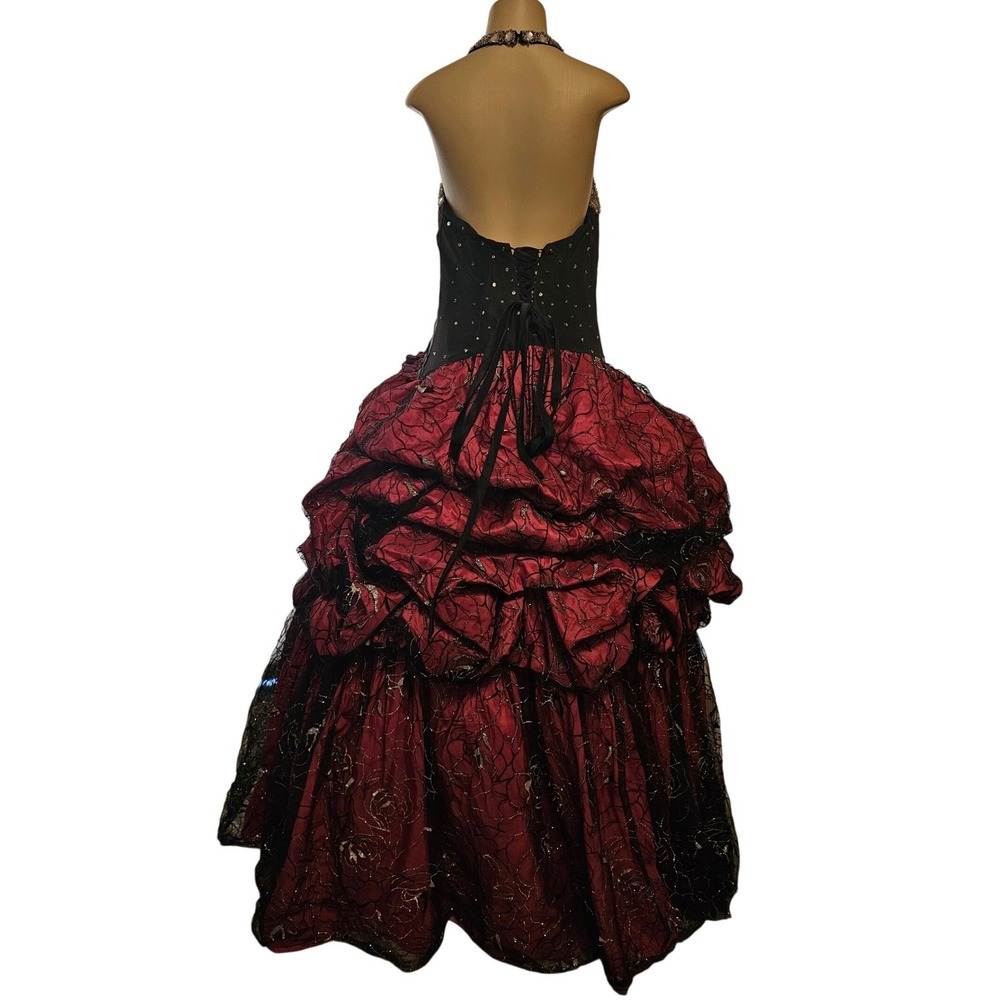 Petrovitch & Robinson Paris Halter Ball Gown Rhinestone Corset Black Pink 6/8 - Picture 3 of 7
